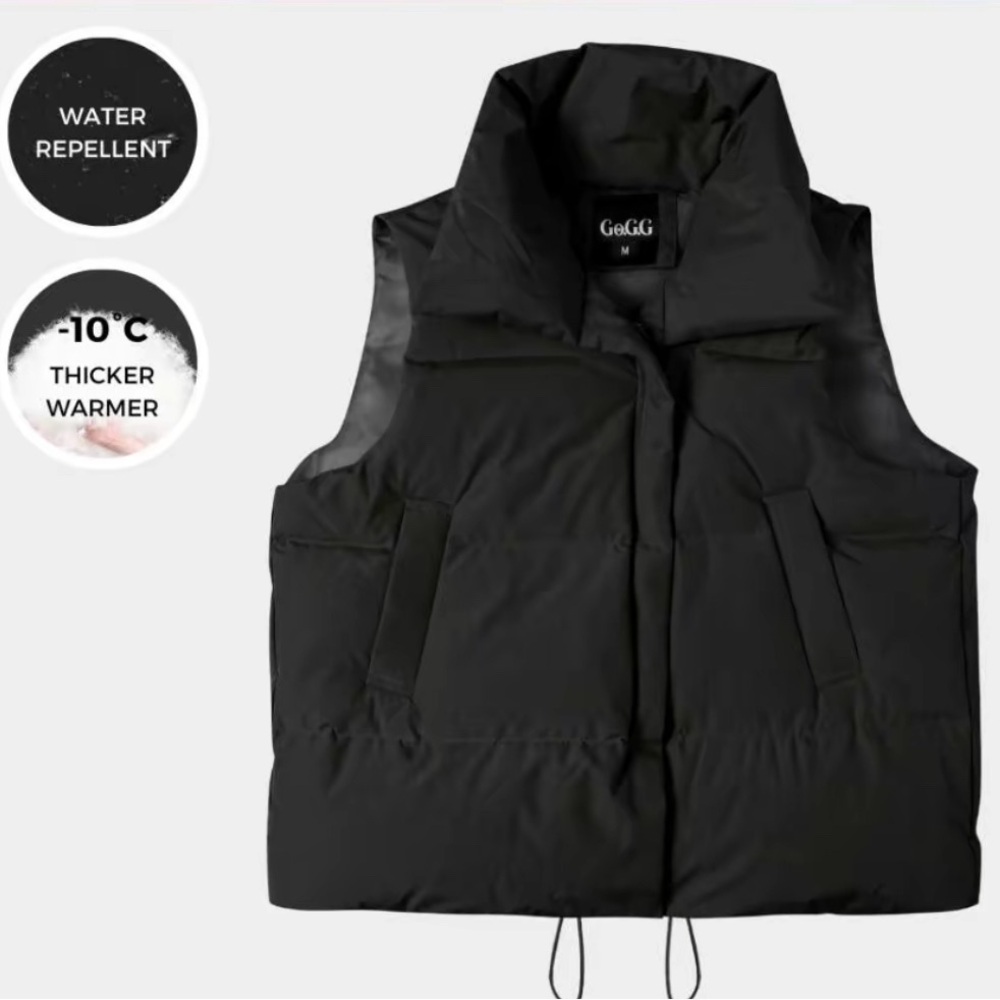 Set of 2 Puffer vests, black gently used and tan is NWT